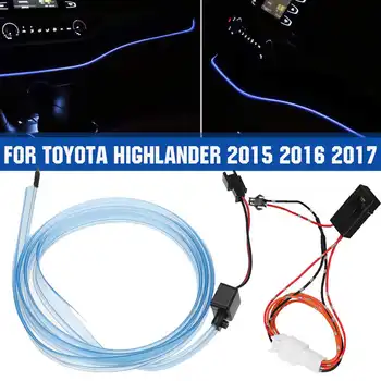 12V Painel do Carro da Faixa de Luz LED painel de Bordo Lacuna Atmosfera Lâmpada LED de luz de fundo Azul Para Toyota Highlander 2015 2016 2017