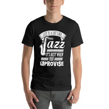A Música De Jazz Saxofone Sax Ritmo Trombeta Oversize T-Shirt Personalizado Mens Roupas 100% Algodão Streetwear Grande Tamanho Superior Tee