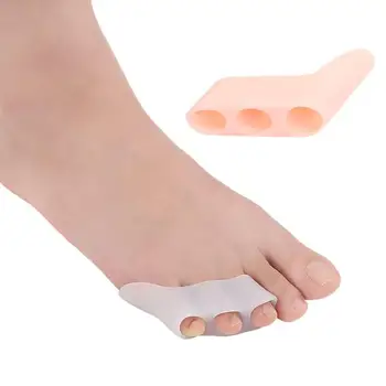 Silicone Dedo do pé Separador de Pé Chaves de Apoio 3 Furos do Dedo do pé Varo Corretcor para a Sobreposição do Dedo do pé de Cuidados com os Pés Ferramenta LX9181