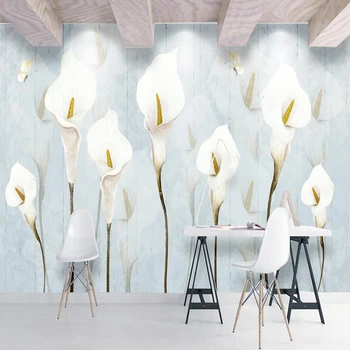 Decorativos, papel de parede Moderno, simples e frescos do jardim-de-ferradura flores de lótus na parede do fundo