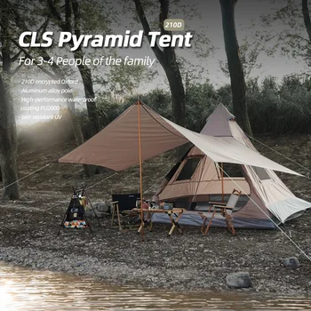 Exterior Indiano Pirâmide Tenda 3-4 Pessoas Camping Dobrável Dossel à prova de Intempéries Anti-UV Camping Barraca