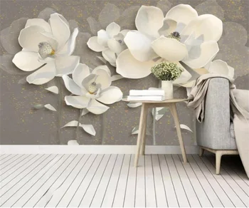 personalizado moda tridimensional de jóias de flores de papel de parede mural para crianças do berçário sala 3d flores a decorar o papel de parede