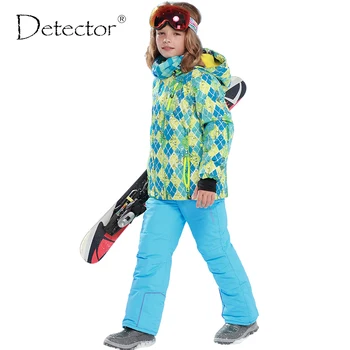 Chegada nova Marca Detector de Crianças ski&snowboard ternos de espessura quente windproof&impermeável jaqueta e calça para meninos e meninas