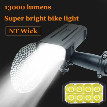 Atualização 8*LED 10000mAh Luz de Moto Bicicleta Lanterna 13000LM Recarregável Lâmpada de Bicicleta Farol Brilhante Super Moto Acessórios