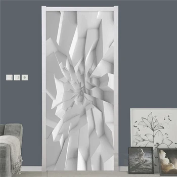 Moderno 3D Estéreo Geométricas de papel de Parede Arte Abstrata Porta Etiqueta Sala de estar, Quarto Criativa DIY Casa Cartaz de PVC Impermeável Decalque
